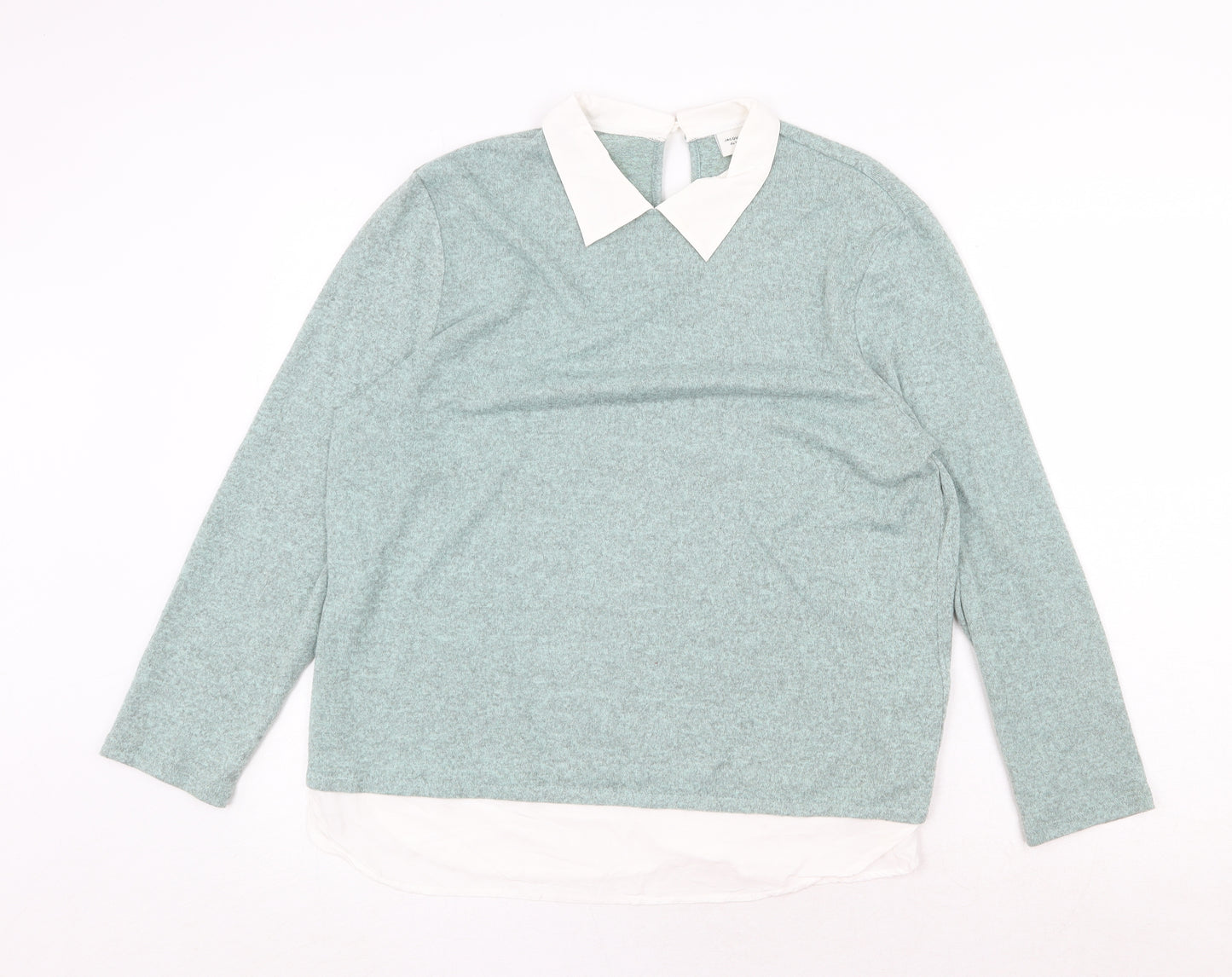 Jacqueline De Yong Womens Green Collared Viscose Pullover Jumper Size L