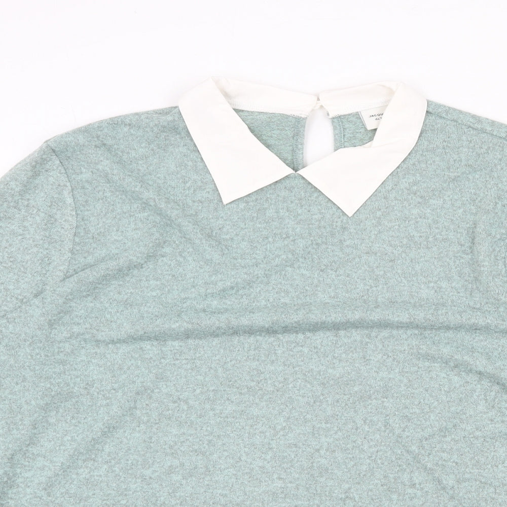 Jacqueline De Yong Womens Green Collared Viscose Pullover Jumper Size L
