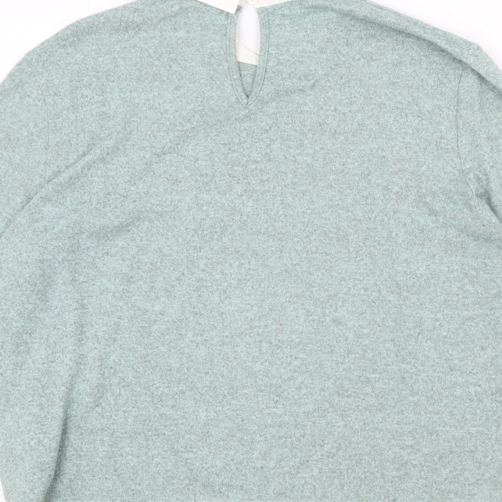 Jacqueline De Yong Womens Green Collared Viscose Pullover Jumper Size L