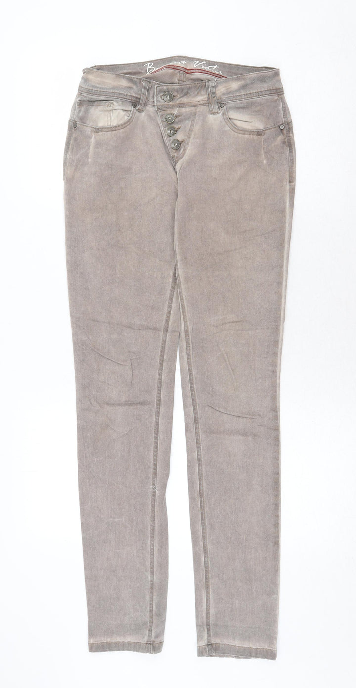 Buena Vista Womens Grey Cotton Skinny Jeans Size XS Regular Zip