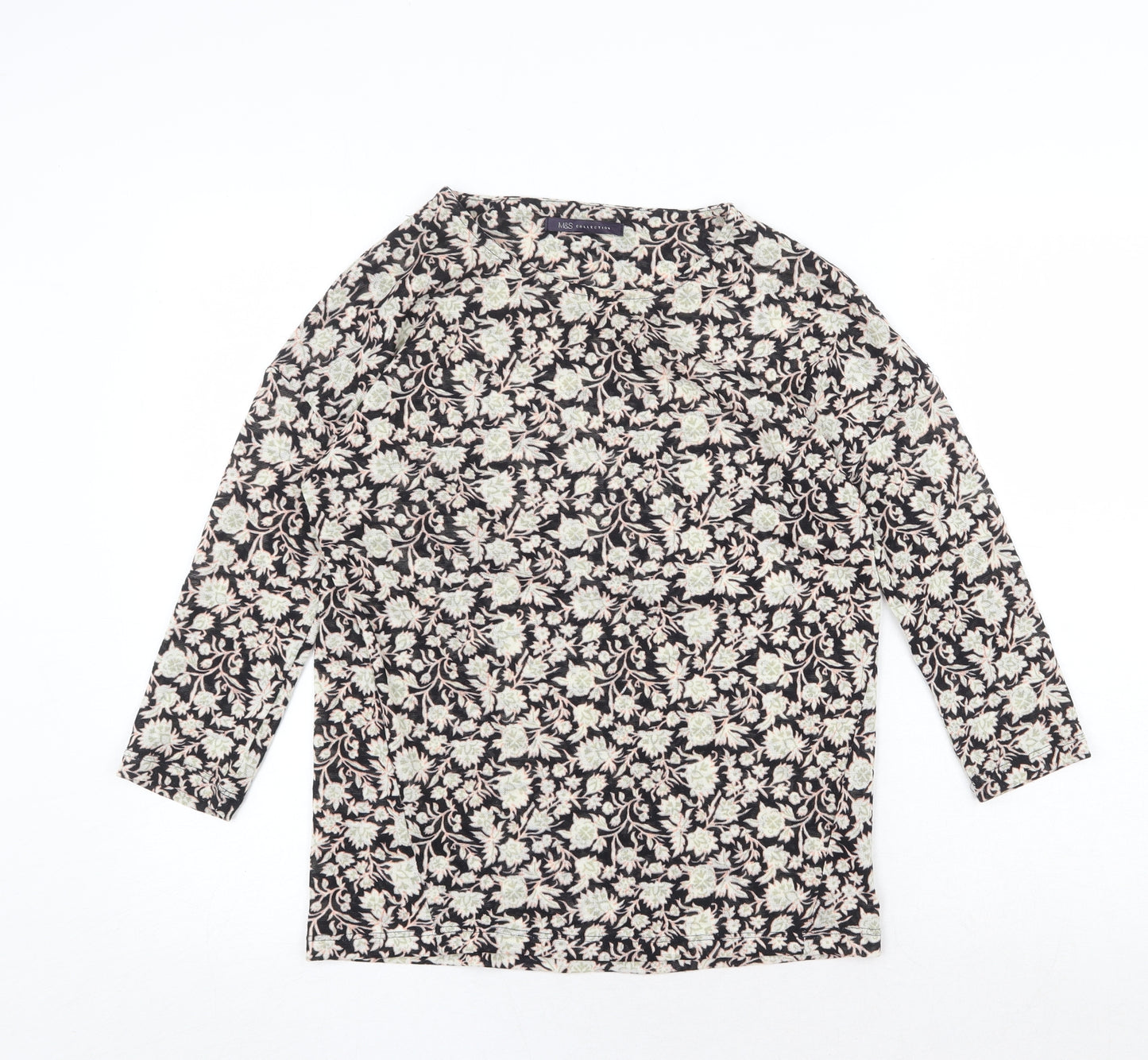 Marks and Spencer Womens Multicoloured Geometric Polyester Basic Blouse Size 8 Round Neck