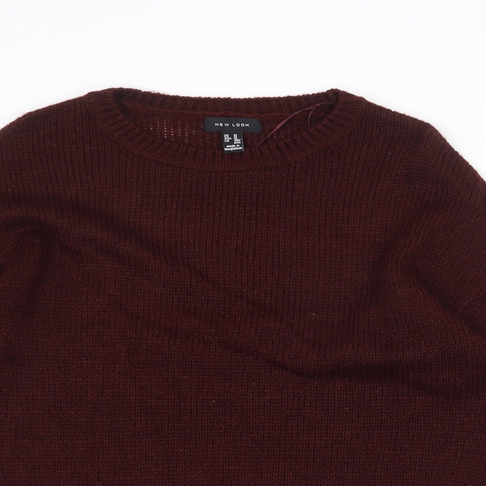 New Look Womens Red Round Neck Acrylic Pullover Jumper Size M