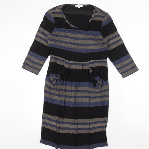 Kaliko Womens Multicoloured Striped Viscose Jumper Dress Size 10 Round Neck Pullover