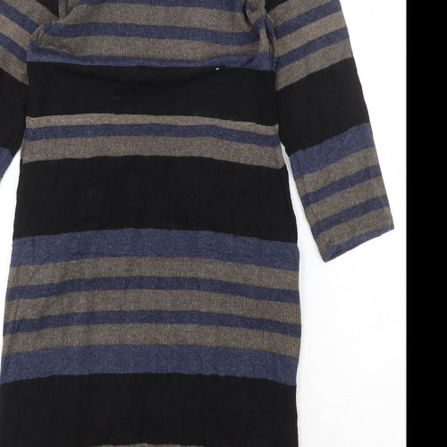 Kaliko Womens Multicoloured Striped Viscose Jumper Dress Size 10 Round Neck Pullover