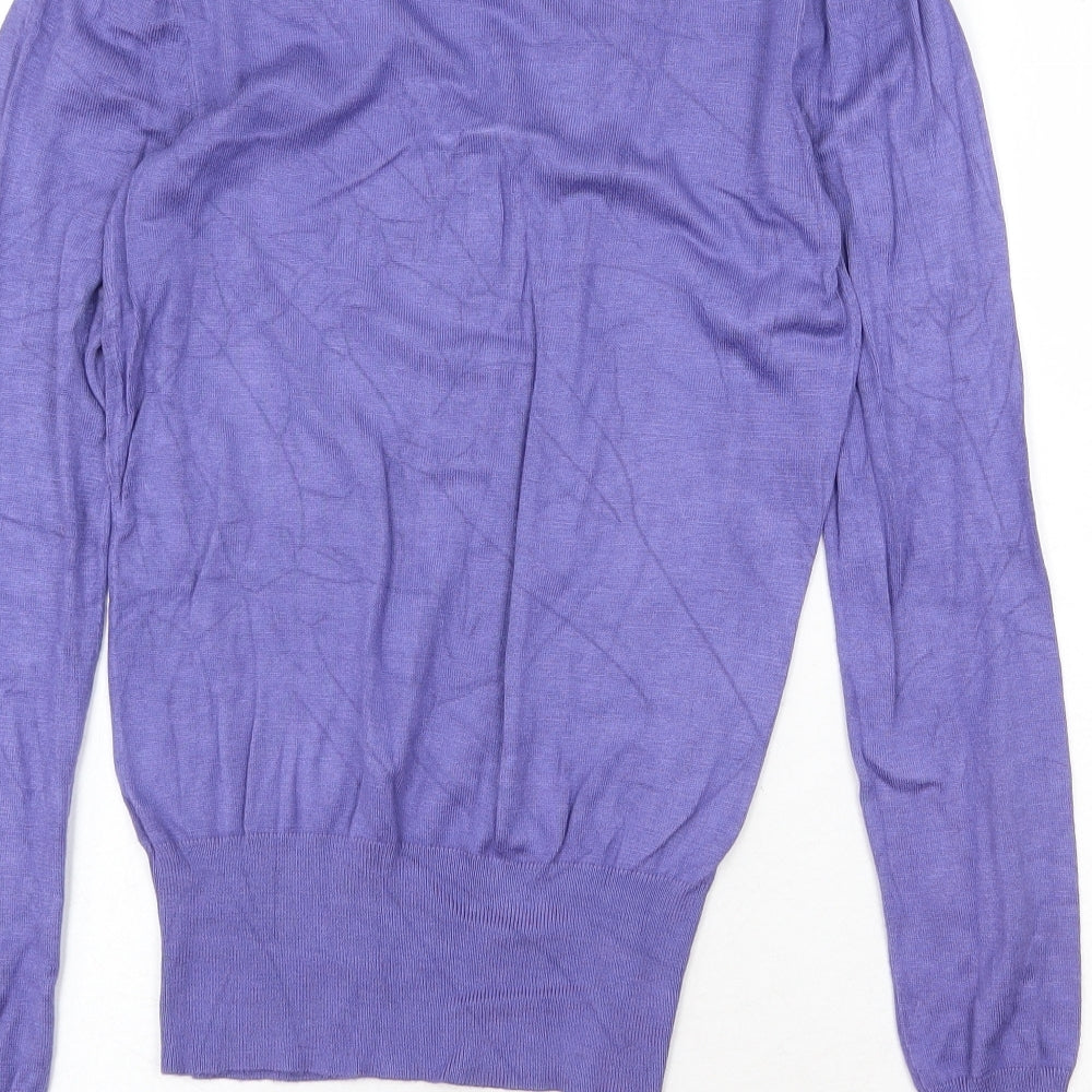 Dorothy Perkins Womens Purple V-Neck Cotton Pullover Jumper Size 6