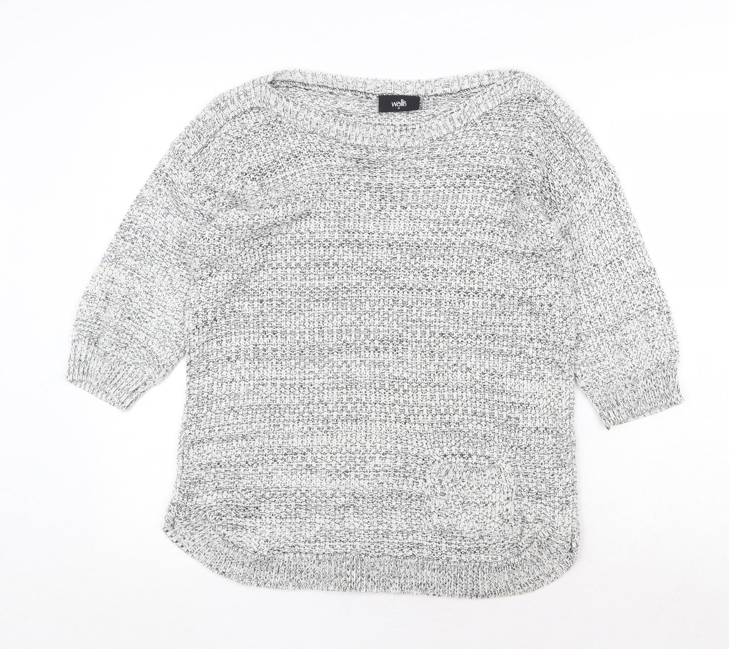 Wallis Womens Grey Boat Neck Acrylic Pullover Jumper Size M