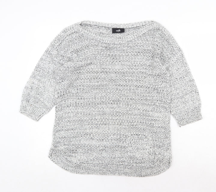 Wallis Womens Grey Boat Neck Acrylic Pullover Jumper Size M