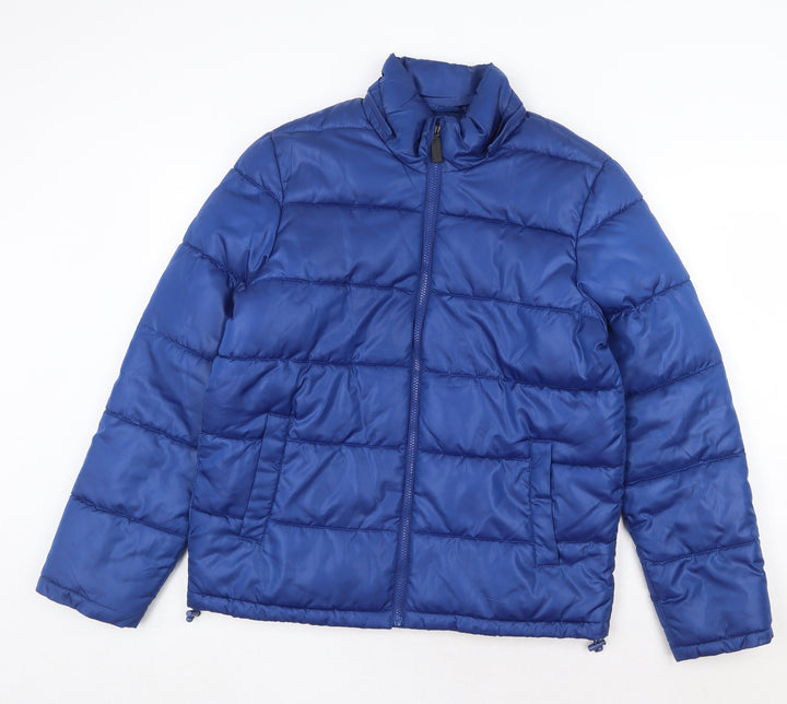 Mango Womens Blue Puffer Jacket Jacket Size S Zip