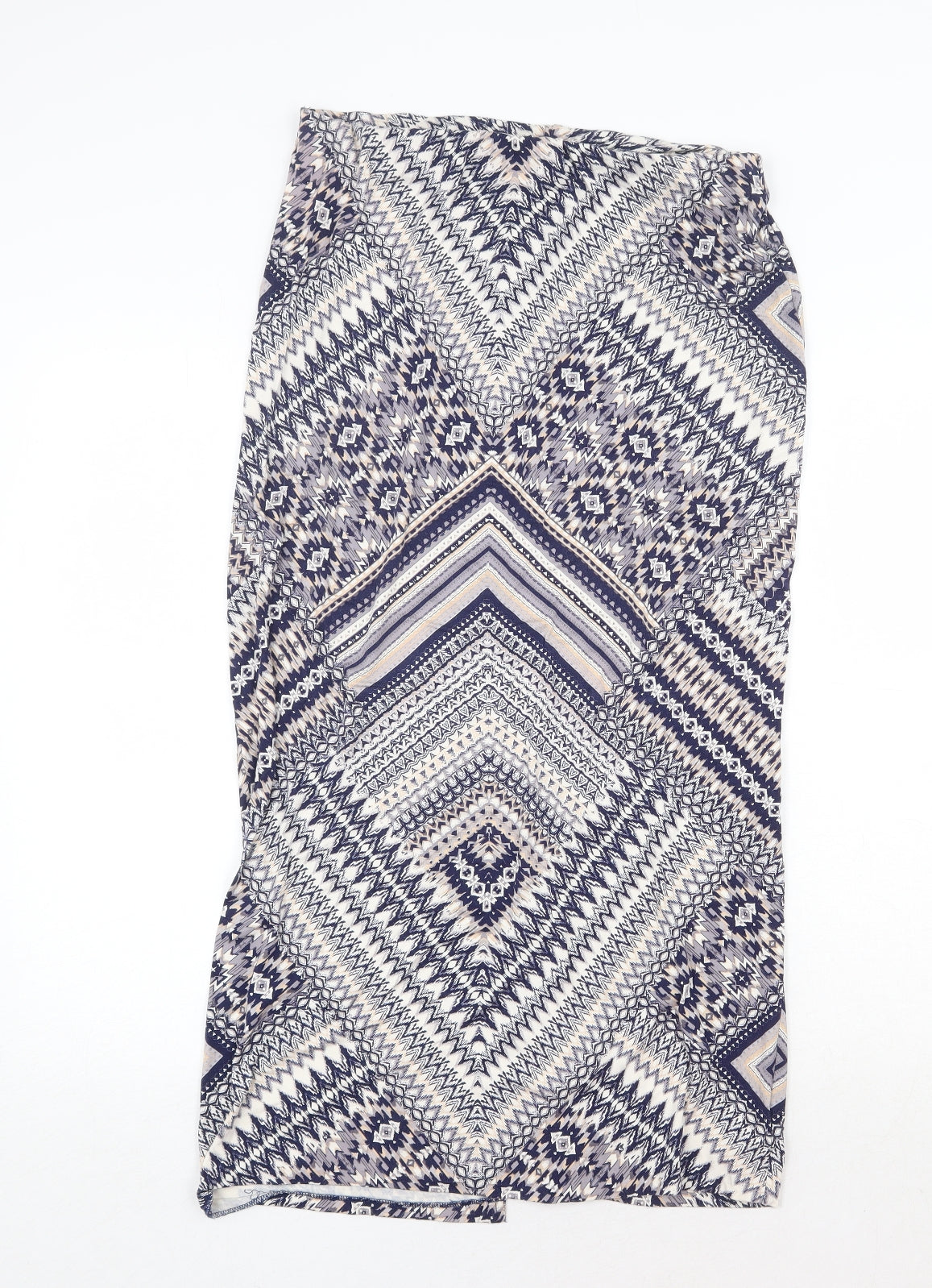 Wallis Womens Blue Geometric Viscose A-Line Skirt Size M