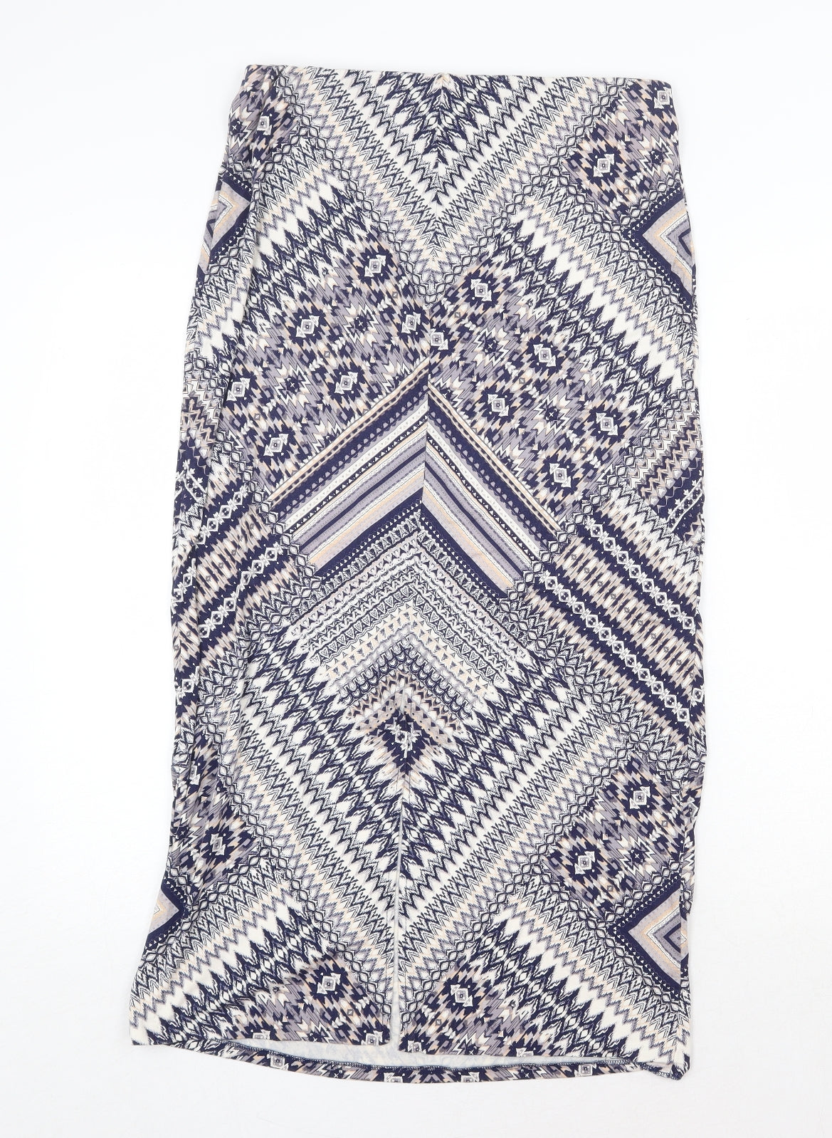 Wallis Womens Blue Geometric Viscose A-Line Skirt Size M
