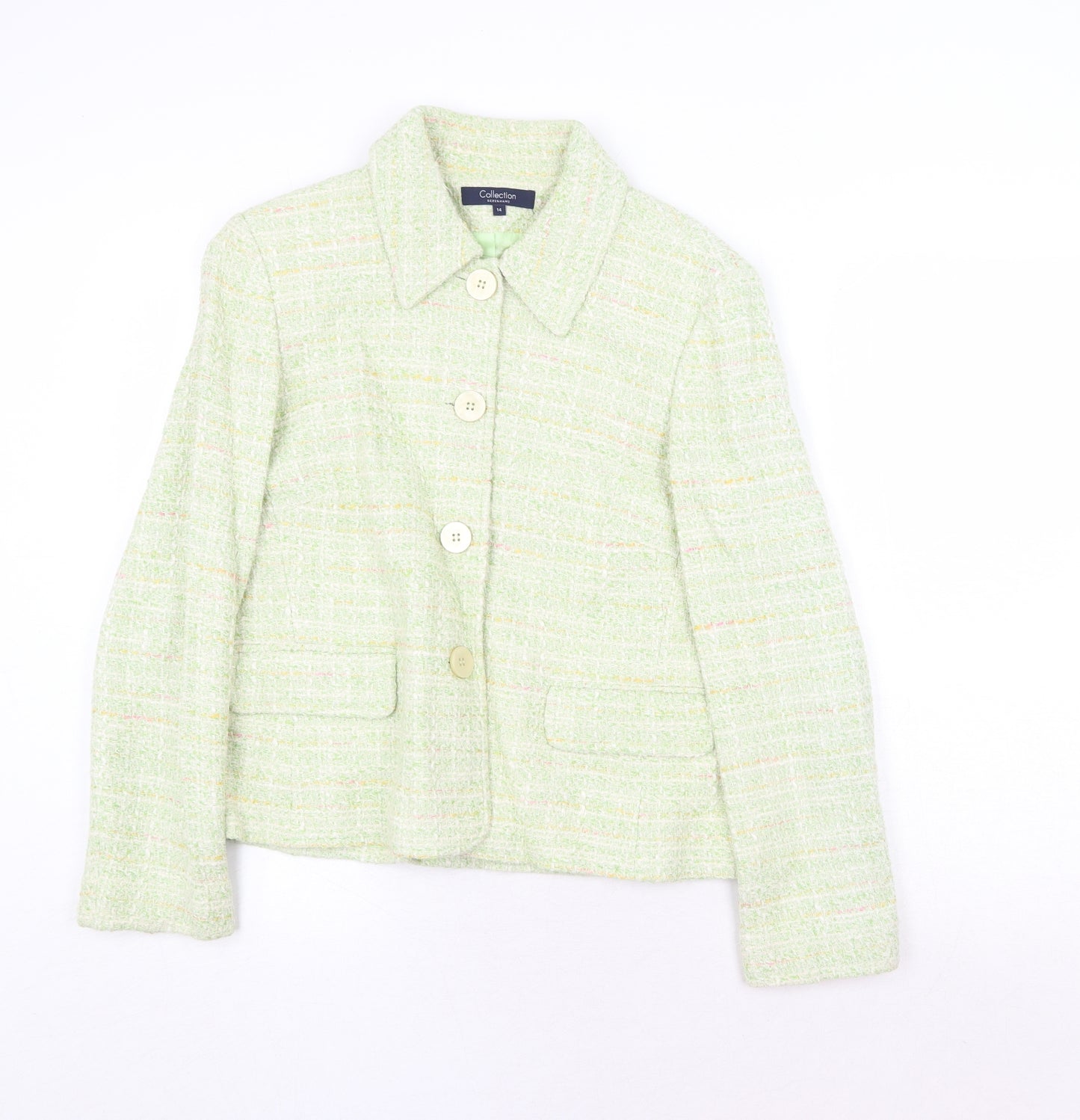 Debenhams Womens Green Geometric Jacket Blazer Size 14 Button
