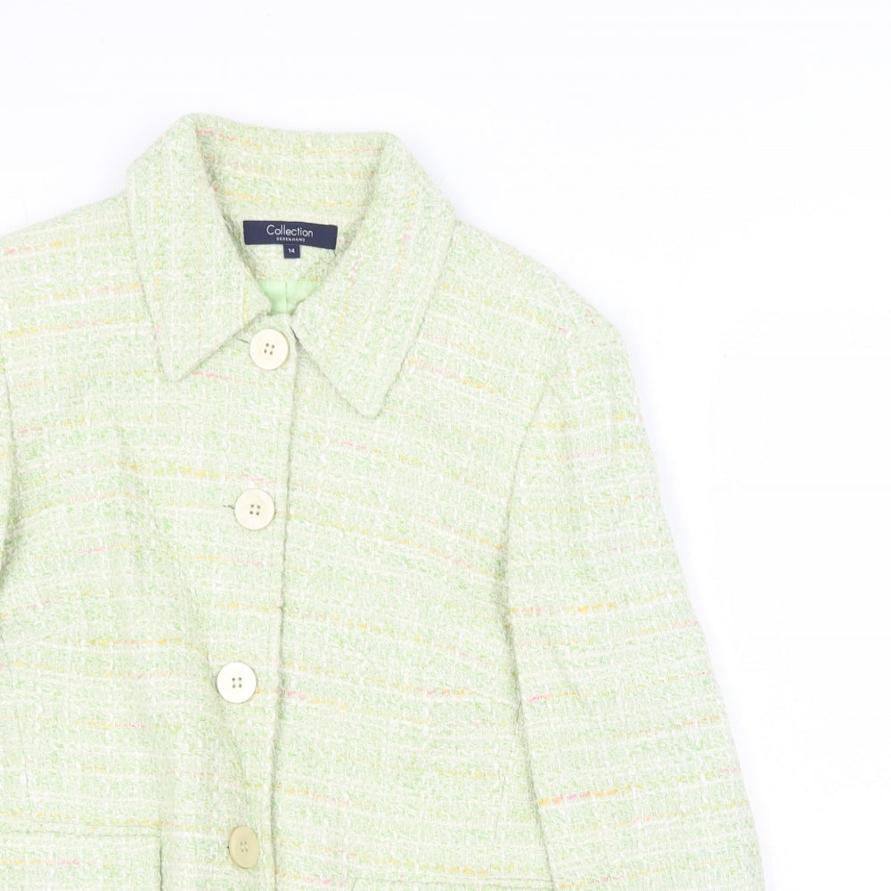 Debenhams Womens Green Geometric Jacket Blazer Size 14 Button