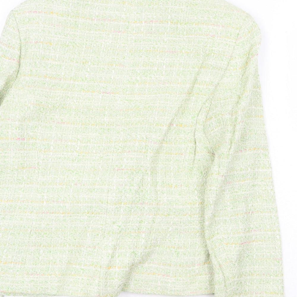 Debenhams Womens Green Geometric Jacket Blazer Size 14 Button