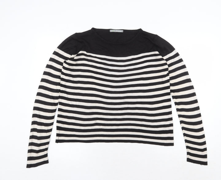 Marks and Spencer Womens Multicoloured Round Neck Striped Acrylic Pullover Jumper Size 10