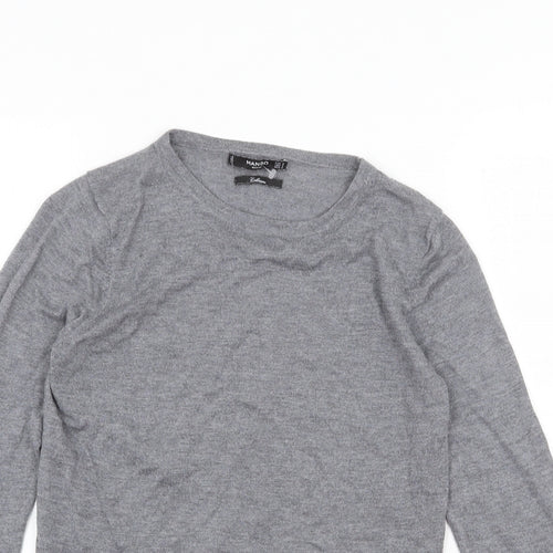 Mango Womens Grey Round Neck Cotton Pullover Jumper Size M