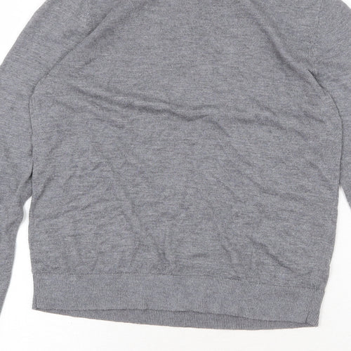 Mango Womens Grey Round Neck Cotton Pullover Jumper Size M