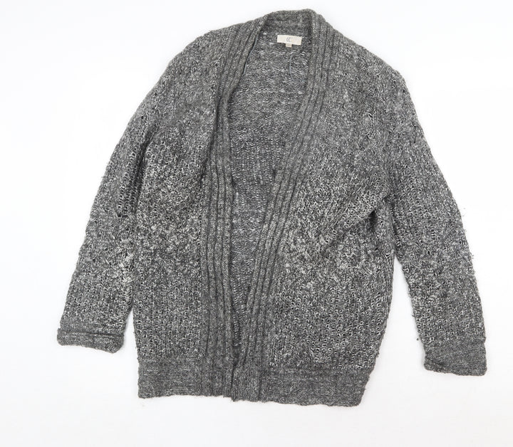 CC Womens Grey V-Neck Nylon Cardigan Jumper Size M