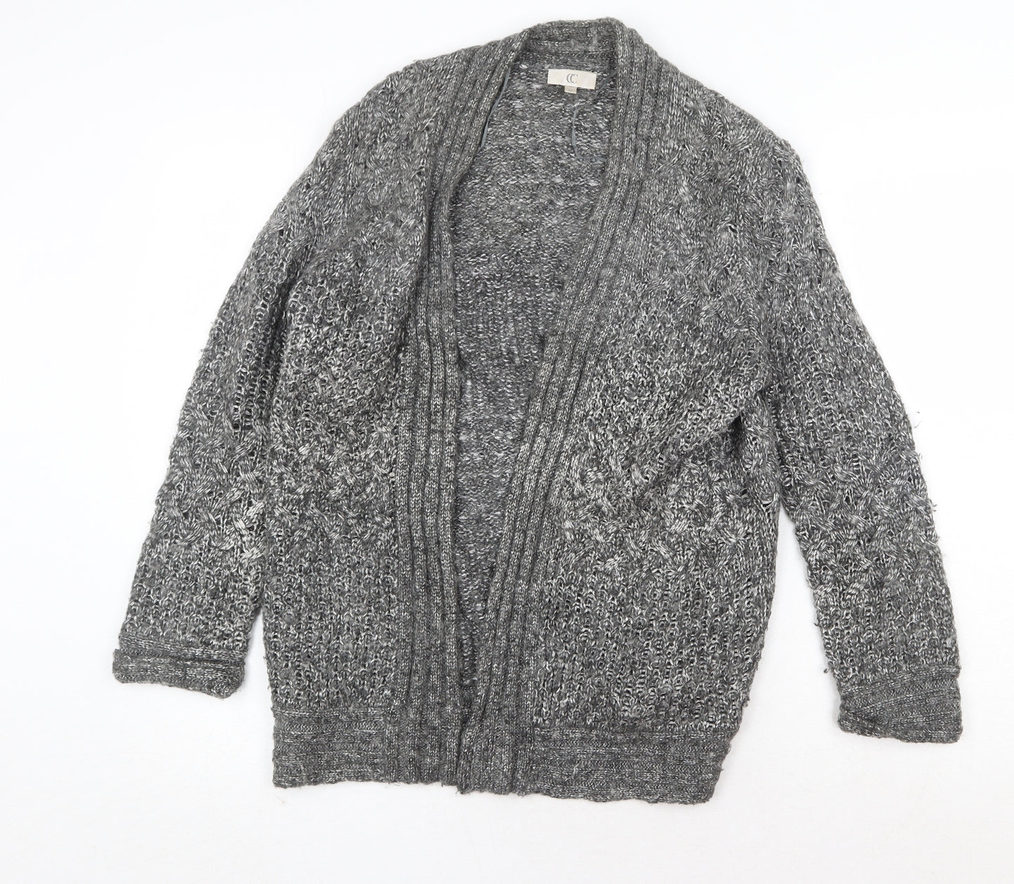 CC Womens Grey V-Neck Nylon Cardigan Jumper Size M