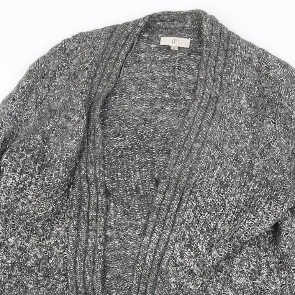 CC Womens Grey V-Neck Nylon Cardigan Jumper Size M