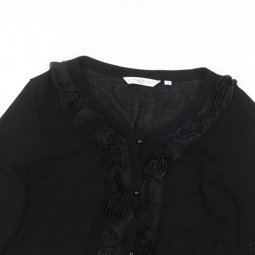 New Look Womens Black Scoop Neck Polyester Cardigan Jumper Size 12
