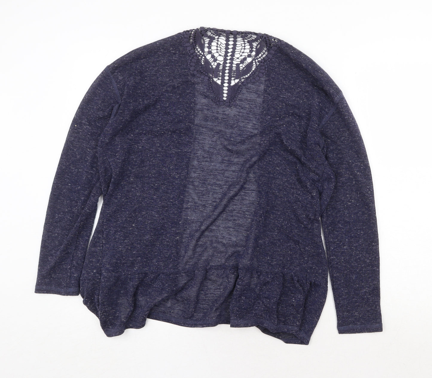 Marks and Spencer Womens Blue V-Neck Polyester Cardigan Jumper Size 12