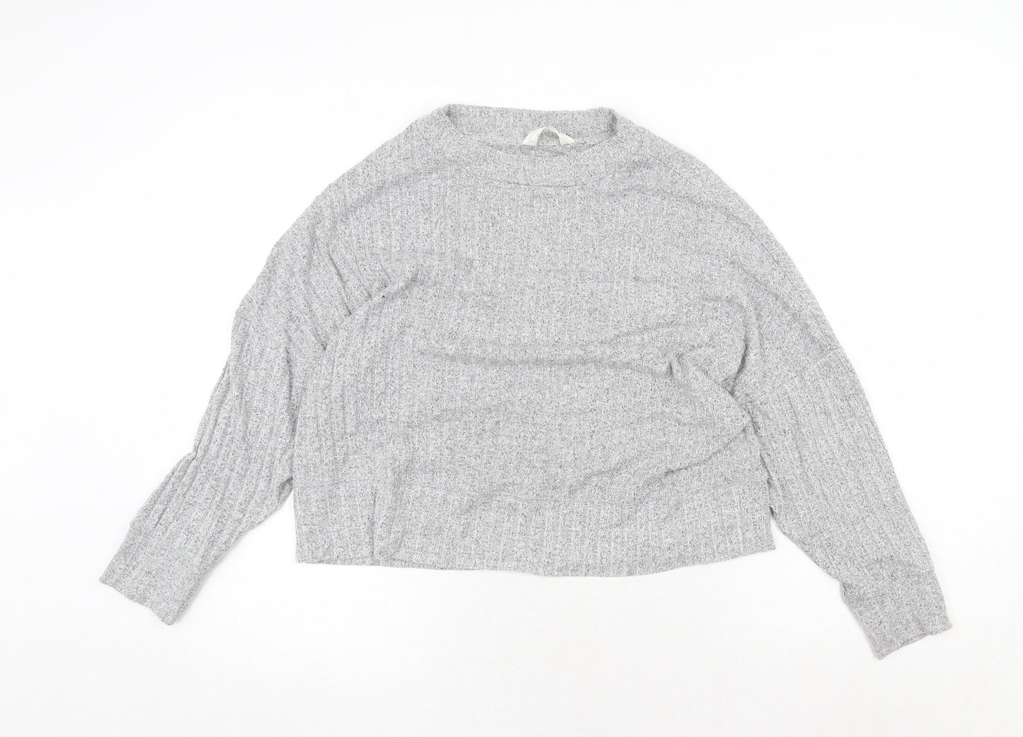 Marks and Spencer Womens Grey Round Neck Viscose Pullover Jumper Size 10