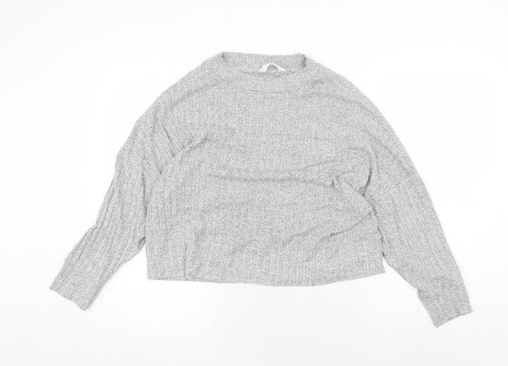 Marks and Spencer Womens Grey Round Neck Viscose Pullover Jumper Size 10