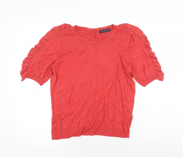 Marks and Spencer Womens Red Round Neck Viscose Pullover Jumper Size 10