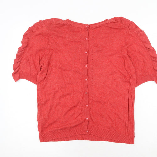 Marks and Spencer Womens Red Round Neck Viscose Pullover Jumper Size 10