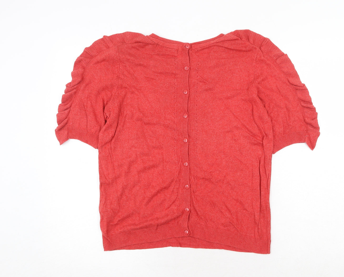 Marks and Spencer Womens Red Round Neck Viscose Pullover Jumper Size 10