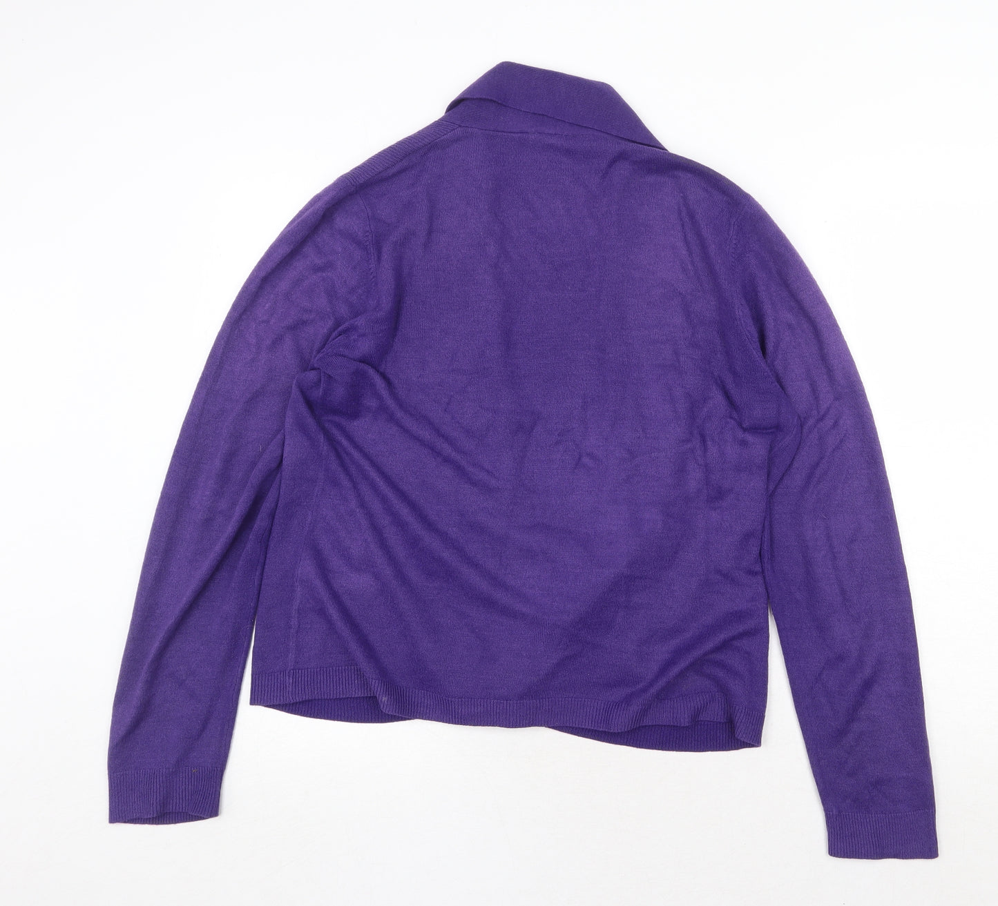 BHS Womens Purple V-Neck Acrylic Cardigan Jumper Size 16