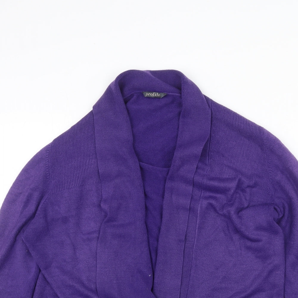 BHS Womens Purple V-Neck Acrylic Cardigan Jumper Size 16