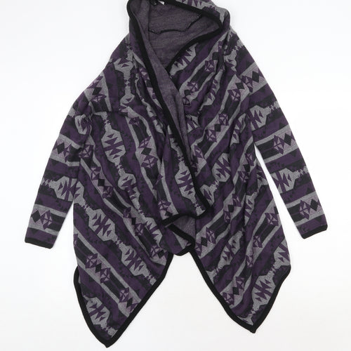 H&M Womens Purple V-Neck Geometric Acrylic Cardigan Jumper Size XS