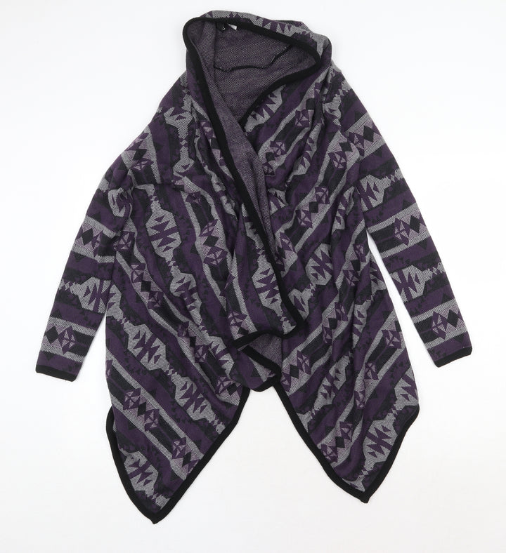 H&M Womens Purple V-Neck Geometric Acrylic Cardigan Jumper Size XS