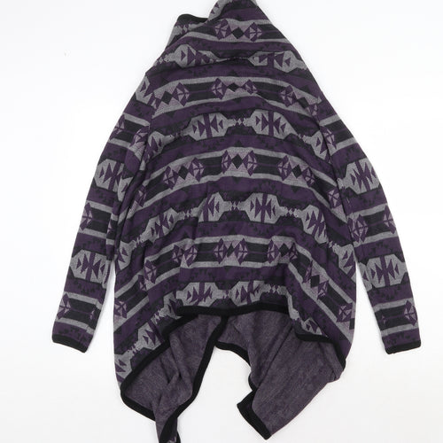 H&M Womens Purple V-Neck Geometric Acrylic Cardigan Jumper Size XS