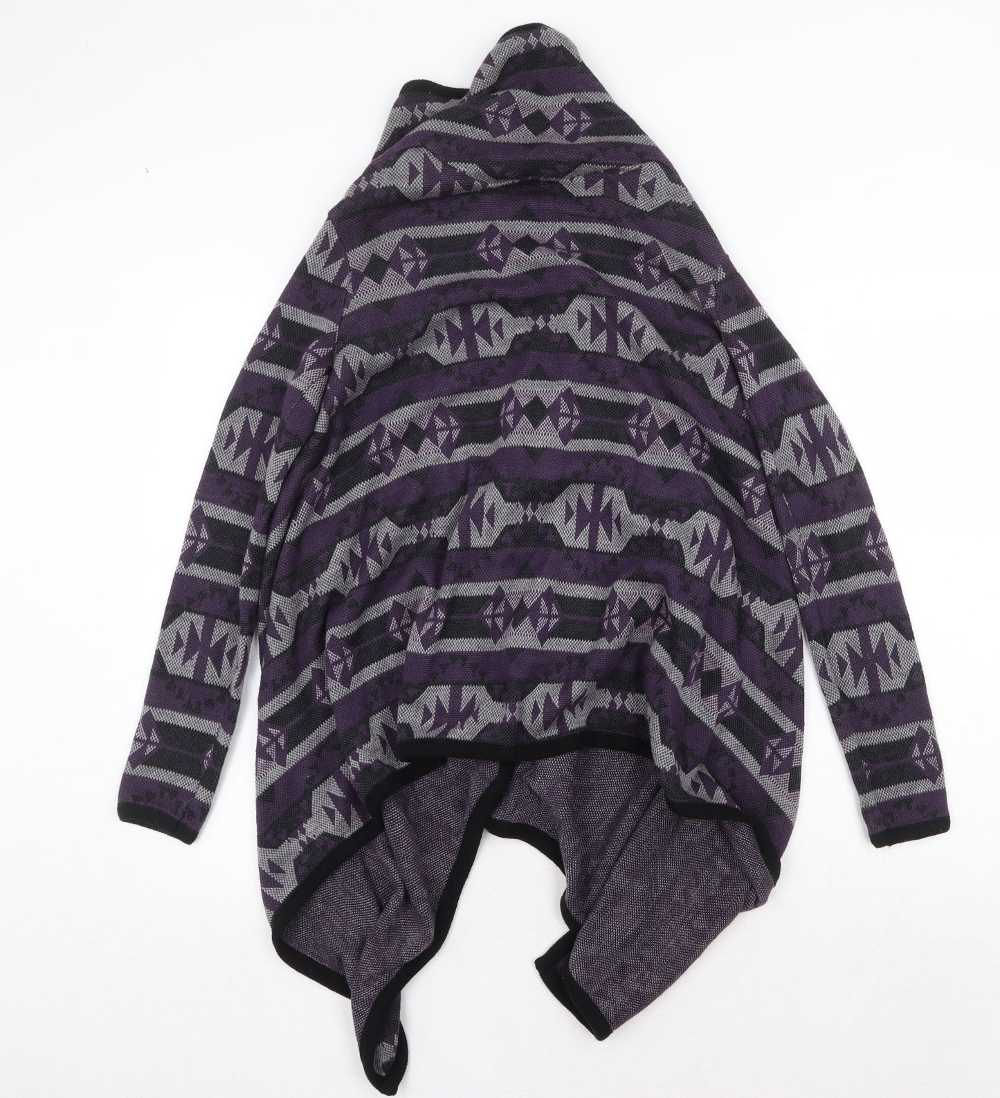 H&M Womens Purple V-Neck Geometric Acrylic Cardigan Jumper Size XS