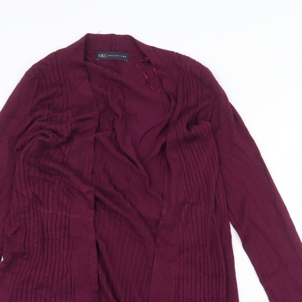 Marks and Spencer Womens Purple V-Neck Viscose Cardigan Jumper Size S