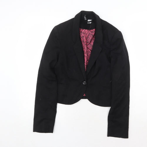 H&M Womens Black Jacket Blazer Size 8 Button