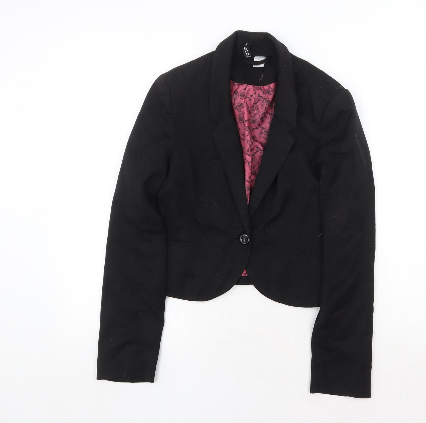 H&M Womens Black Jacket Blazer Size 8 Button