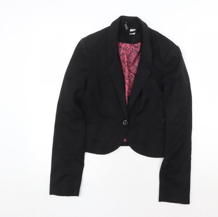 H&M Womens Black Jacket Blazer Size 8 Button