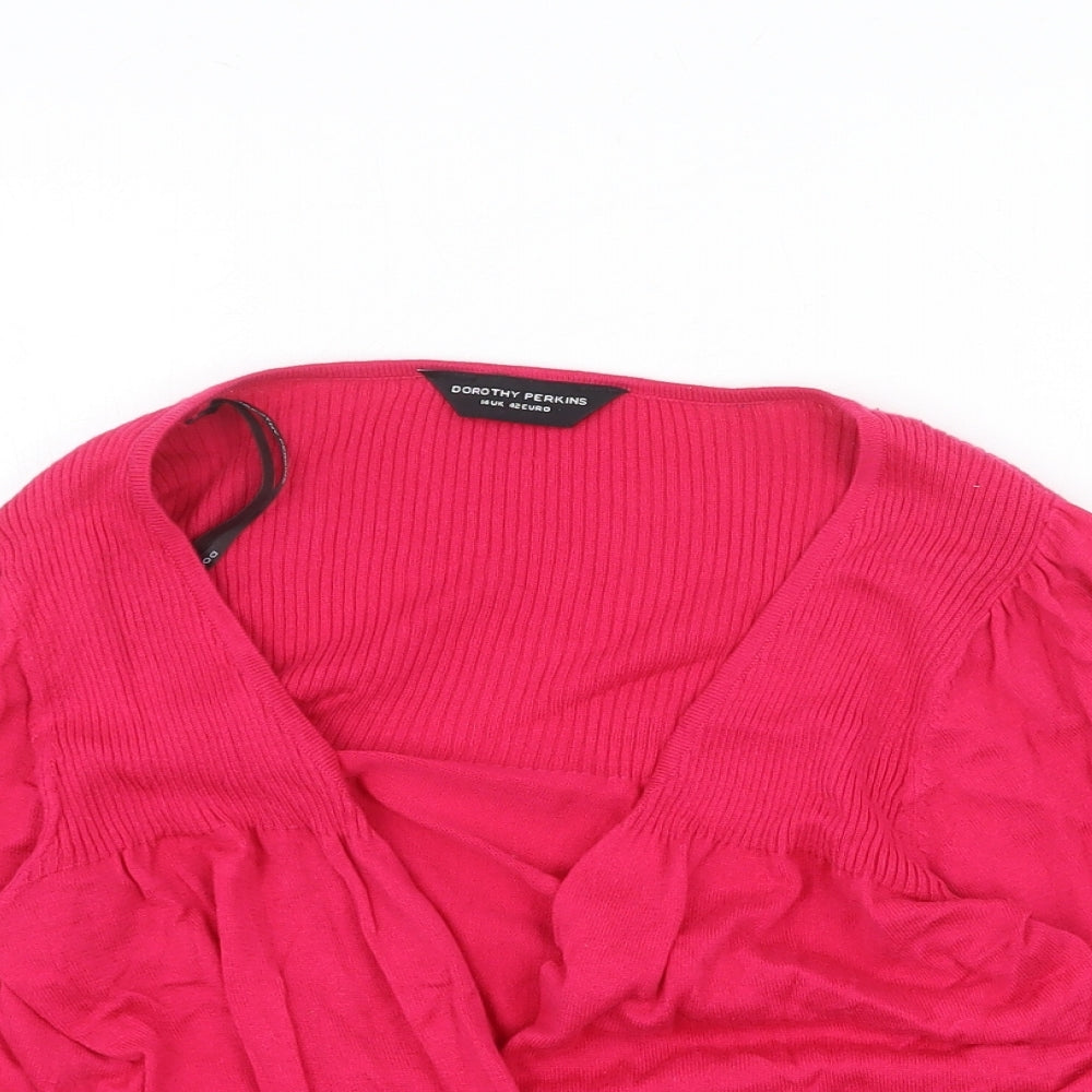 Dorothy Perkins Womens Pink V-Neck Cotton Cardigan Jumper Size 14