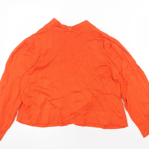 Wallis Womens Orange V-Neck Viscose Cardigan Jumper Size XL