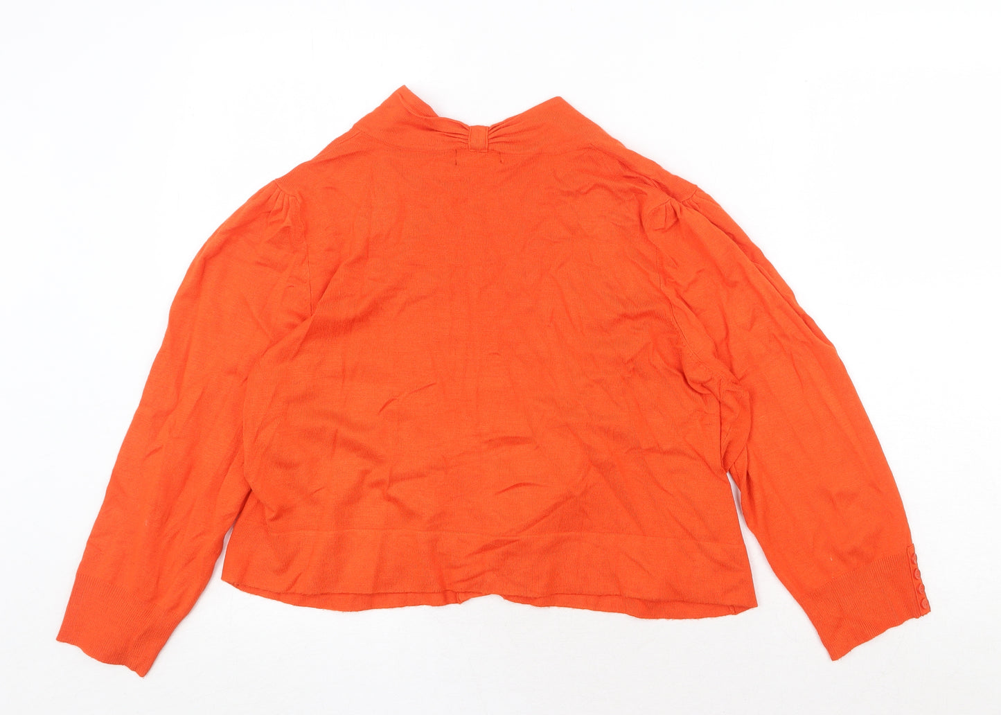 Wallis Womens Orange V-Neck Viscose Cardigan Jumper Size XL