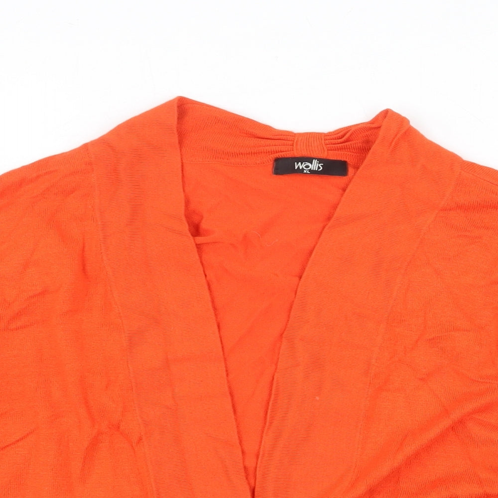 Wallis Womens Orange V-Neck Viscose Cardigan Jumper Size XL