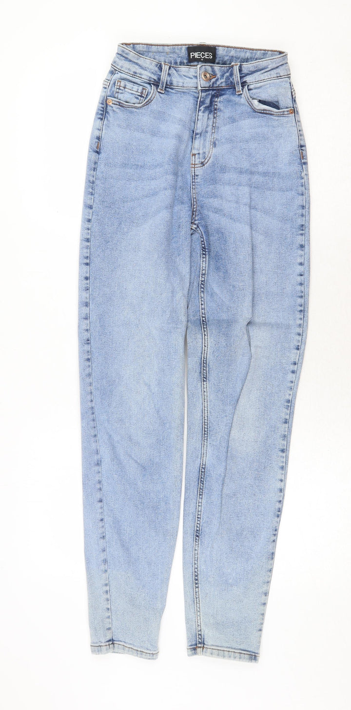 Pieces Womens Blue Cotton Skinny Jeans Size XS Regular Zip
