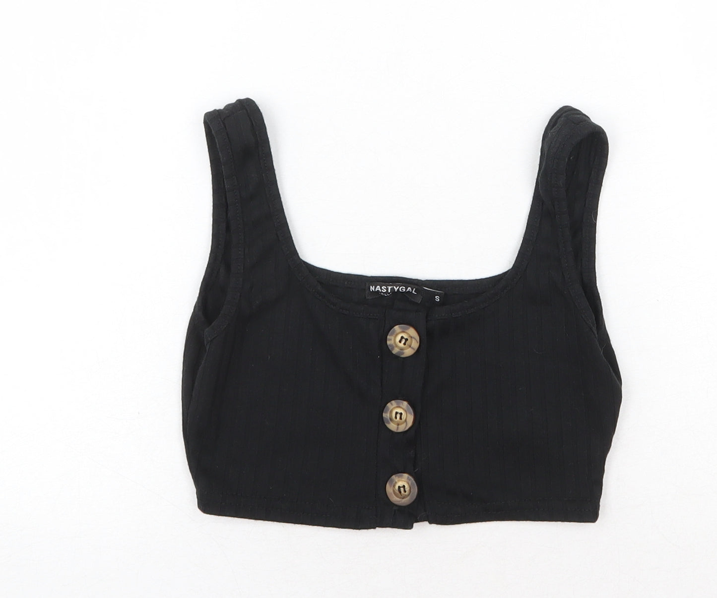 Nasty Gal Womens Black Polyester Basic Tank Size S Square Neck