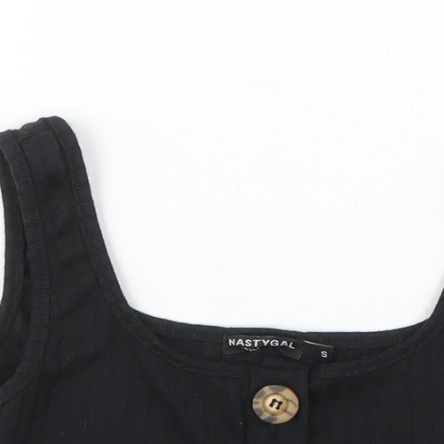 Nasty Gal Womens Black Polyester Basic Tank Size S Square Neck