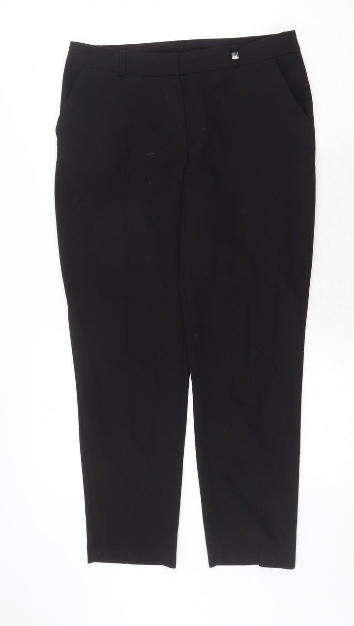 Dorothy Perkins Womens Black Polyester Trousers Size 10 Regular Zip