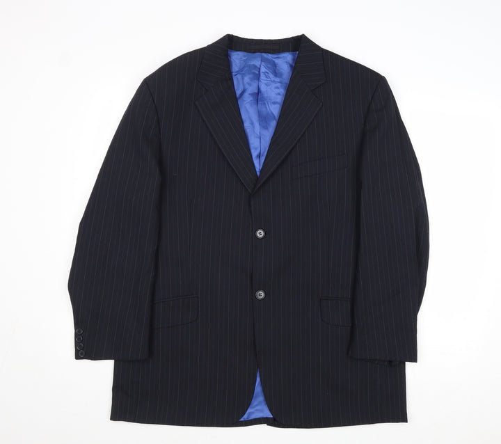 Majors Mens Blue Striped Wool Jacket Suit Jacket Size 42 Regular - Pinstripes
