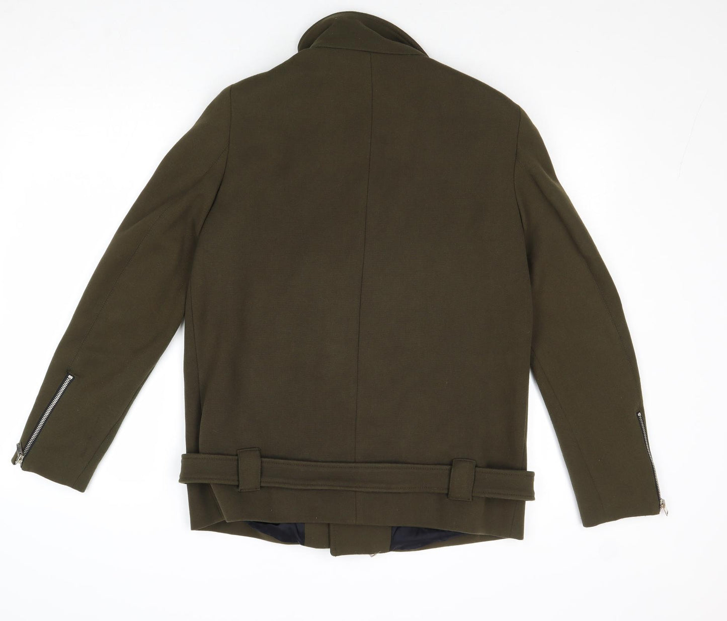 Zara Womens Green Biker Jacket Size M Zip